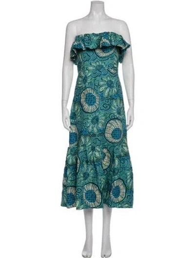 Pre-owned Rhode Linen Long Dress In Multi