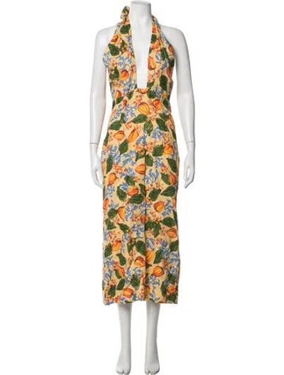 Pre-owned Rhode Linen Long Dress In Multicolor