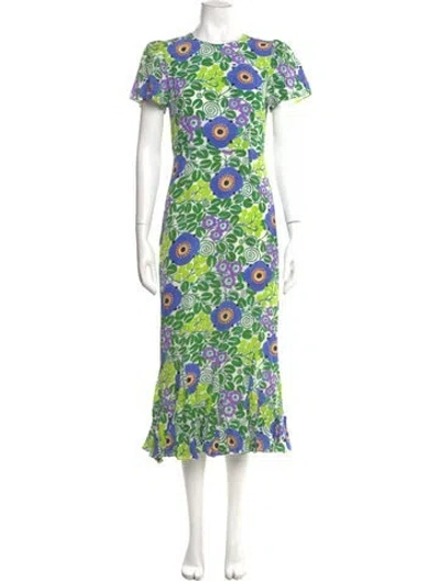 Pre-owned Rhode Linen Long Dress W/ Tags In Green