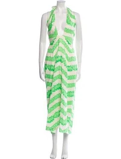 Pre-owned Rhode Linen Long Dress W/ Tags In Green