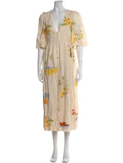 Pre-owned Rhode Linen Long Dress W/ Tags In Neutral