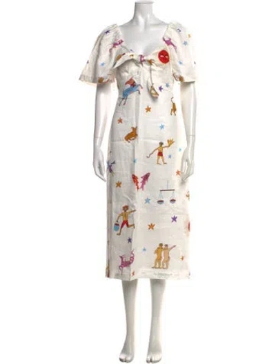 Pre-owned Rhode Linen Long Dress W/ Tags In White
