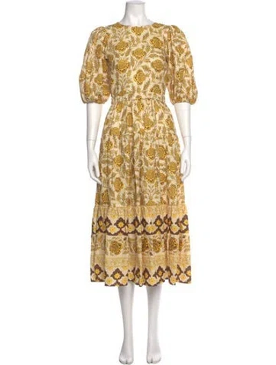 Pre-owned Rhode Linen Long Dress In Yellow