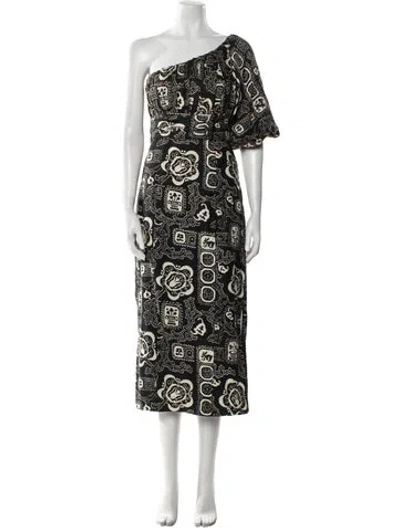 Pre-owned Rhode Linen Midi Length Dress In Black