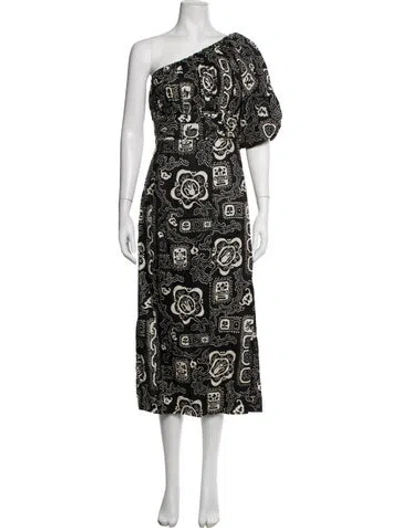 Pre-owned Rhode Linen Midi Length Dress In Black