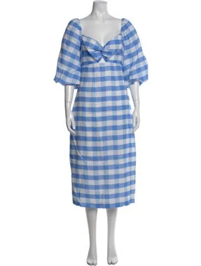 Pre-owned Rhode Linen Midi Length Dress In Blue