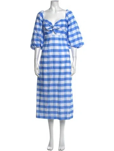 Pre-owned Rhode Linen Midi Length Dress In Blue