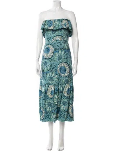 Pre-owned Rhode Linen Midi Length Dress In Multi
