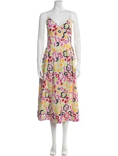 Pre-owned Rhode Linen Midi Length Dress In Multi
