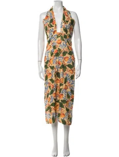 Pre-owned Rhode Linen Midi Length Dress In Multicolor