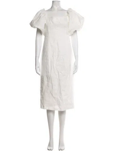 Pre-owned Rhode Linen Midi Length Dress In Neutral