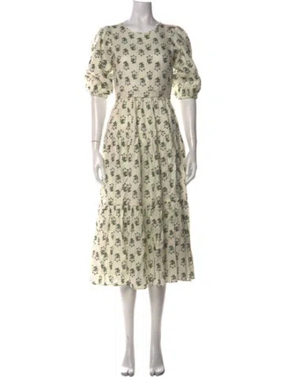 Pre-owned Rhode Linen Midi Length Dress In Neutrals