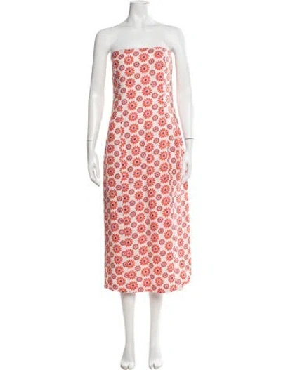 Pre-owned Rhode Linen Midi Length Dress In Orange