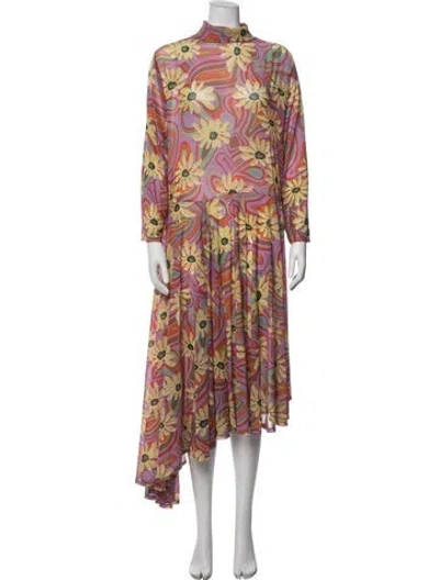Pre-owned Rhode Linen Midi Length Dress In Pink