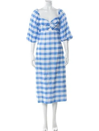 Pre-owned Rhode Linen Midi Length Dress W/ Tags In Blue