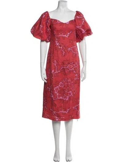 Pre-owned Rhode Linen Midi Length Dress W/ Tags In Red