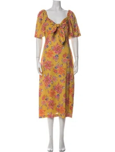 Pre-owned Rhode Linen Midi Length Dress W/ Tags In Yellow