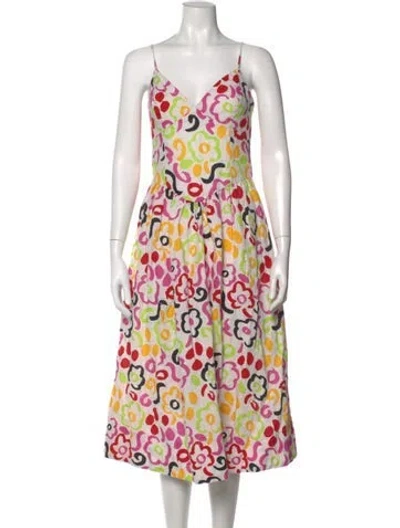 Pre-owned Rhode Linen Midi Length Dress In White
