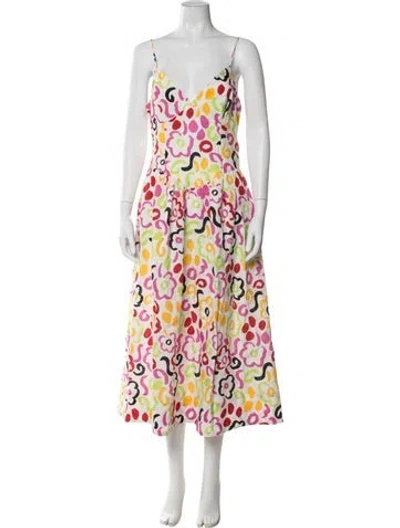 Pre-owned Rhode Linen Midi Length Dress In White