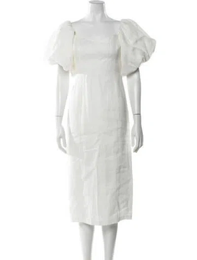 Pre-owned Rhode Linen Midi Length Dress In White