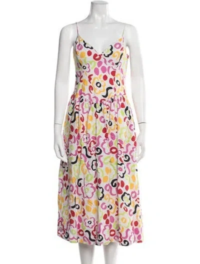 Pre-owned Rhode Linen Midi Length Dress In White