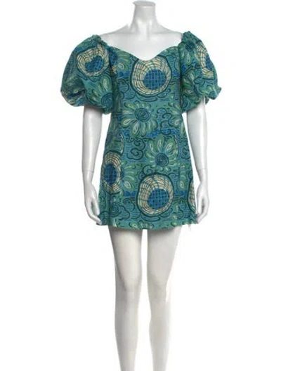 Pre-owned Rhode Linen Mini Dress In Blue