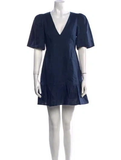 Pre-owned Rhode Linen Mini Dress In Blue