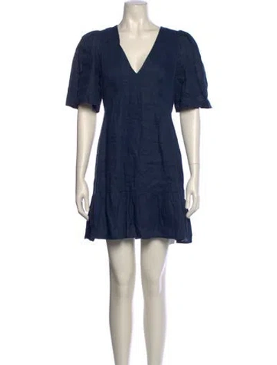 Pre-owned Rhode Linen Mini Dress In Blue