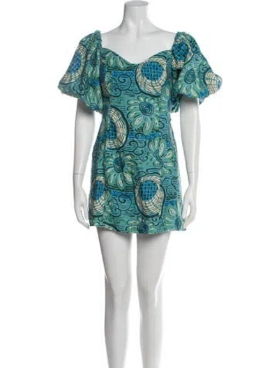 Pre-owned Rhode Linen Mini Dress In Blue