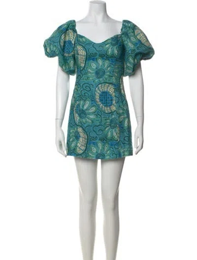 Pre-owned Rhode Linen Mini Dress In Blue