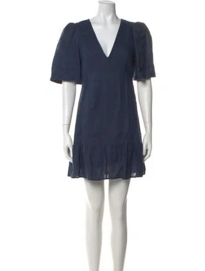 Pre-owned Rhode Linen Mini Dress In Blue
