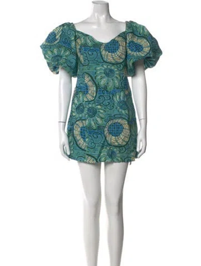 Pre-owned Rhode Linen Mini Dress In Blue
