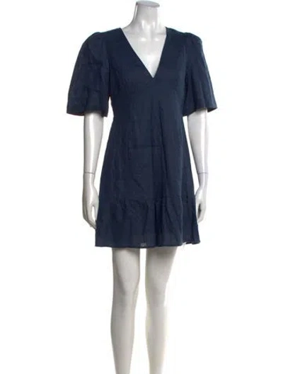 Pre-owned Rhode Linen Mini Dress In Blue