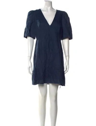 Pre-owned Rhode Linen Mini Dress In Blue