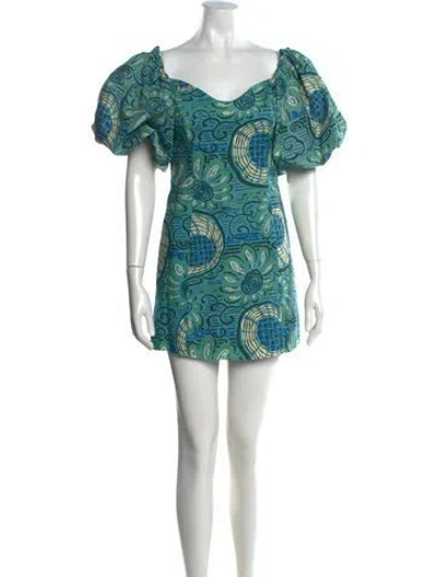 Pre-owned Rhode Linen Mini Dress In Blue