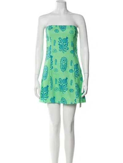 Pre-owned Rhode Linen Mini Dress In Green