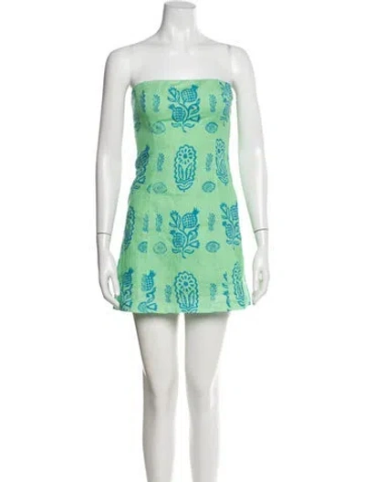 Pre-owned Rhode Linen Mini Dress In Green