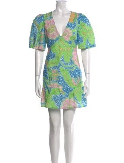 Pre-owned Rhode Linen Mini Dress In Green