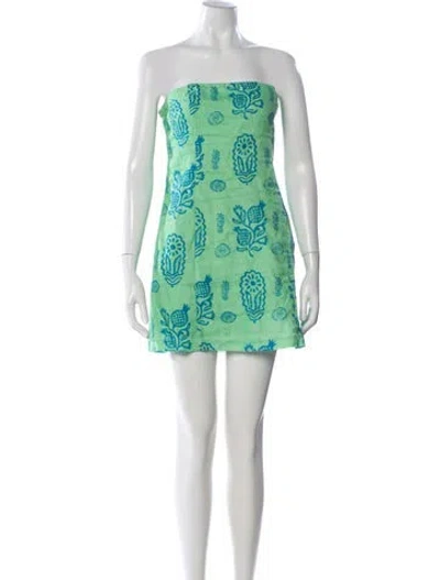 Pre-owned Rhode Linen Mini Dress In Green