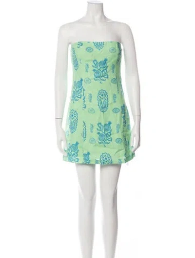 Pre-owned Rhode Linen Mini Dress In Green