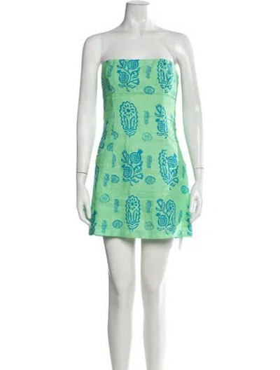 Pre-owned Rhode Linen Mini Dress In Green