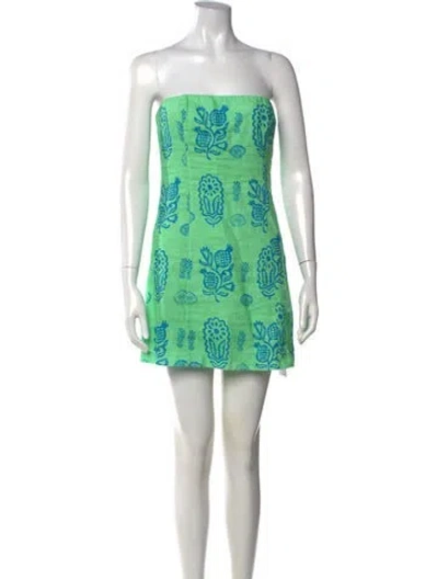 Pre-owned Rhode Linen Mini Dress In Green