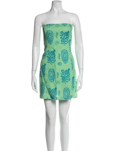 Pre-owned Rhode Linen Mini Dress In Green