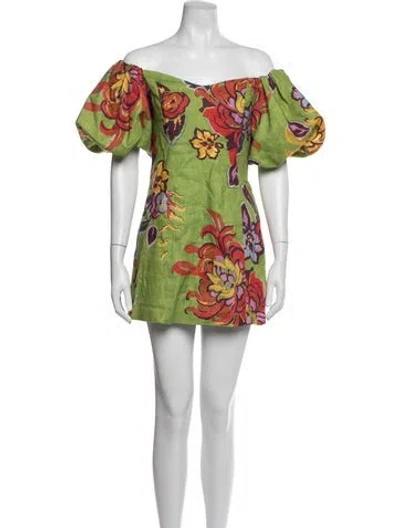 Pre-owned Rhode Linen Mini Dress In Green