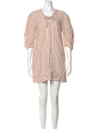 Pre-owned Rhode Linen Mini Dress In Neutral