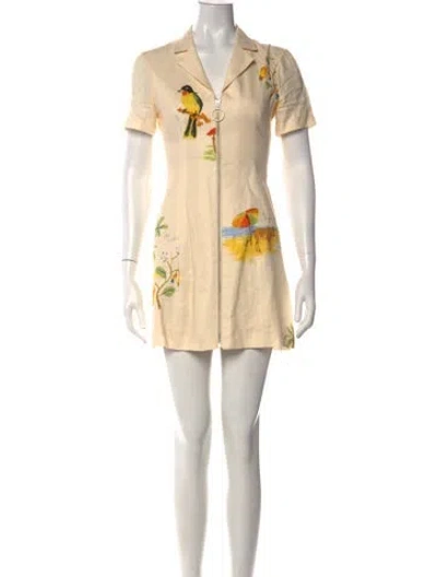 Pre-owned Rhode Linen Mini Dress In Neutral