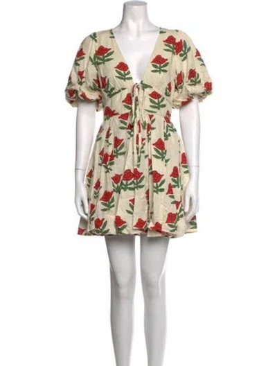 Pre-owned Rhode Linen Mini Dress In Neutral