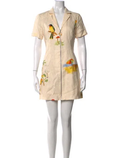 Pre-owned Rhode Linen Mini Dress In Neutrals