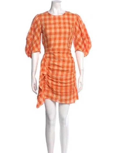 Pre-owned Rhode Linen Mini Dress In Orange