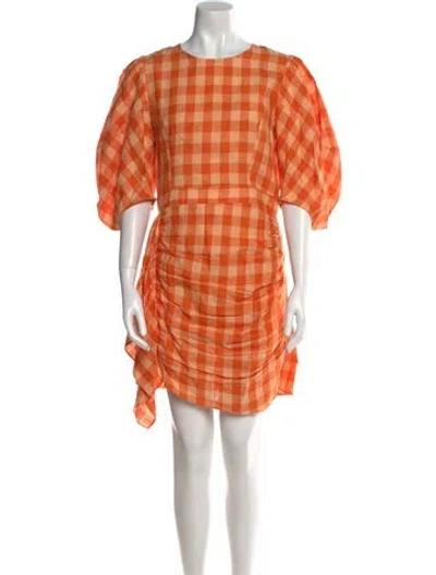 Pre-owned Rhode Linen Mini Dress In Orange